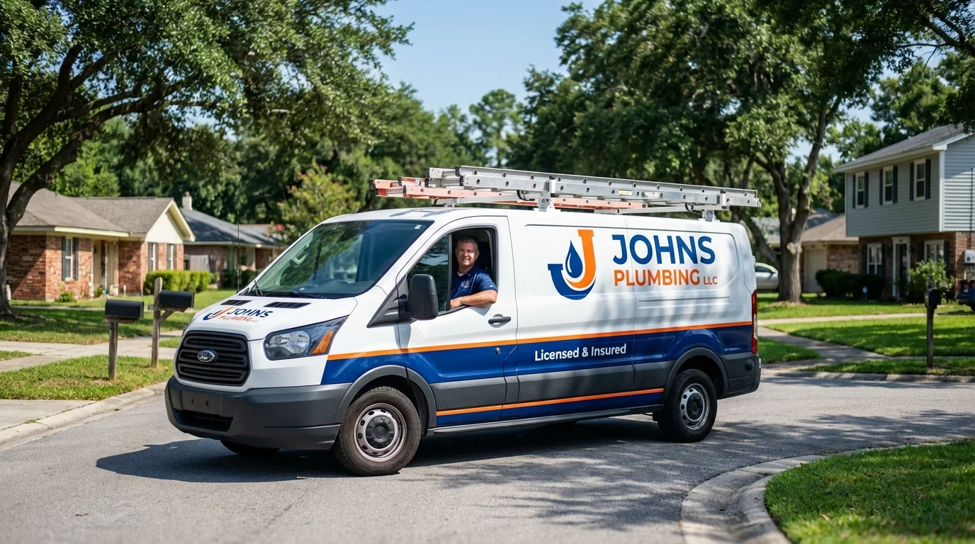 Johns Plumbing LLC service van in Claxton, GA