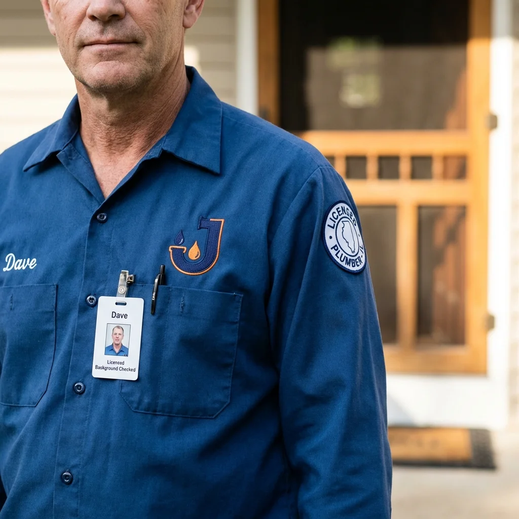Licensed plumber showing ID badge in Claxton, GA