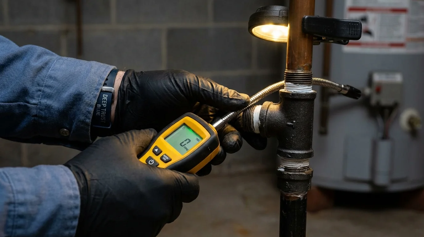 Gas leak detection with electronic sniffer by Johns Plumbing LLC in Claxton