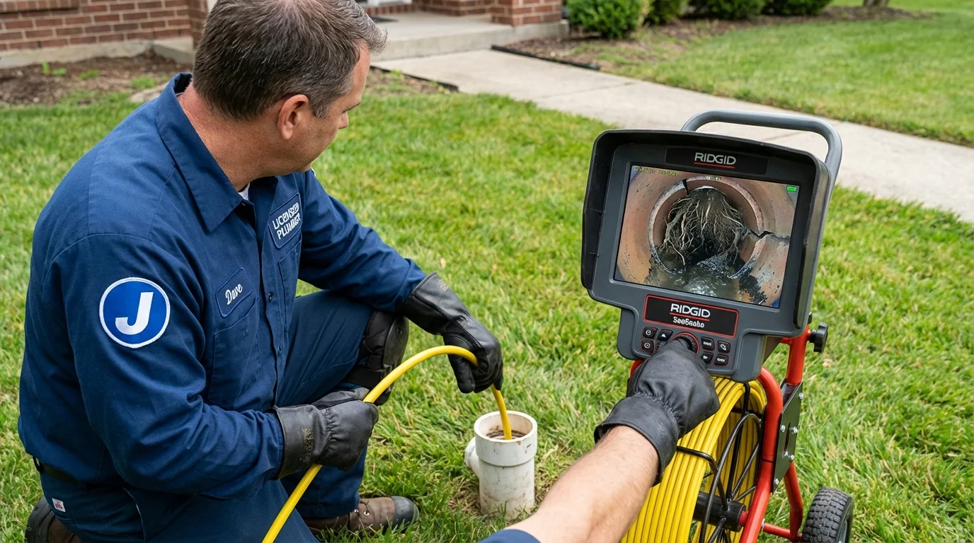 Sewer camera inspection being performed by Johns Plumbing LLC in Claxton